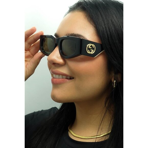Gucci GG Logo black Acetate Shield Sunglasses